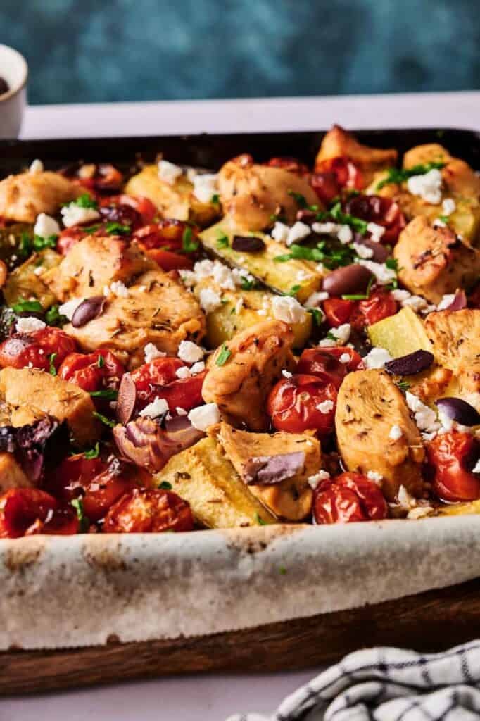 Easy Greek Sheet Pan Chicken Recipe - Hungry Cooks Kitchen