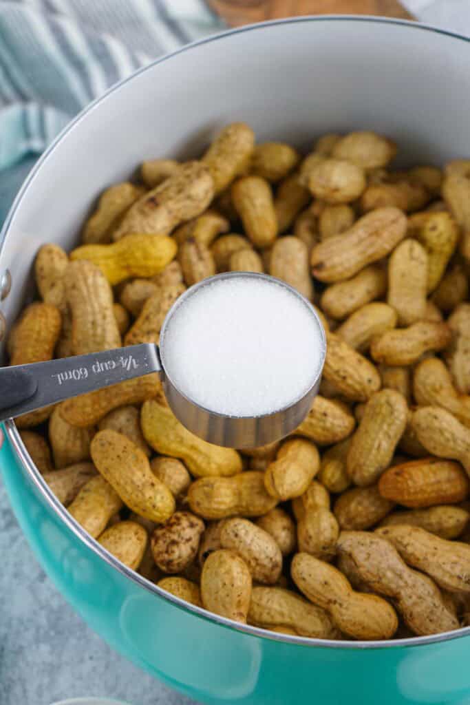 Adding salt to shell-on peanuts before boiling