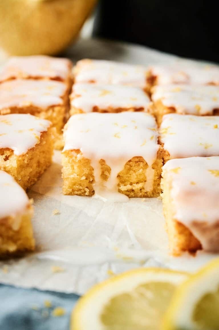Lemon Brownies with Lemon Glaze for a zesty treat.