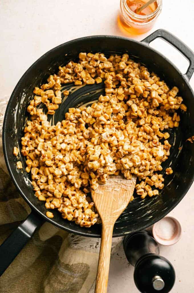 kernel corns cooked in a skillet